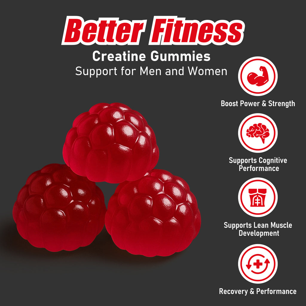 Creatine Monohydrate Gummies, 120 Count, 30 Servings, Strength Support & Muscle Recovery Supplement for Men and Women, Vegan, Sugar Free - Strawberry