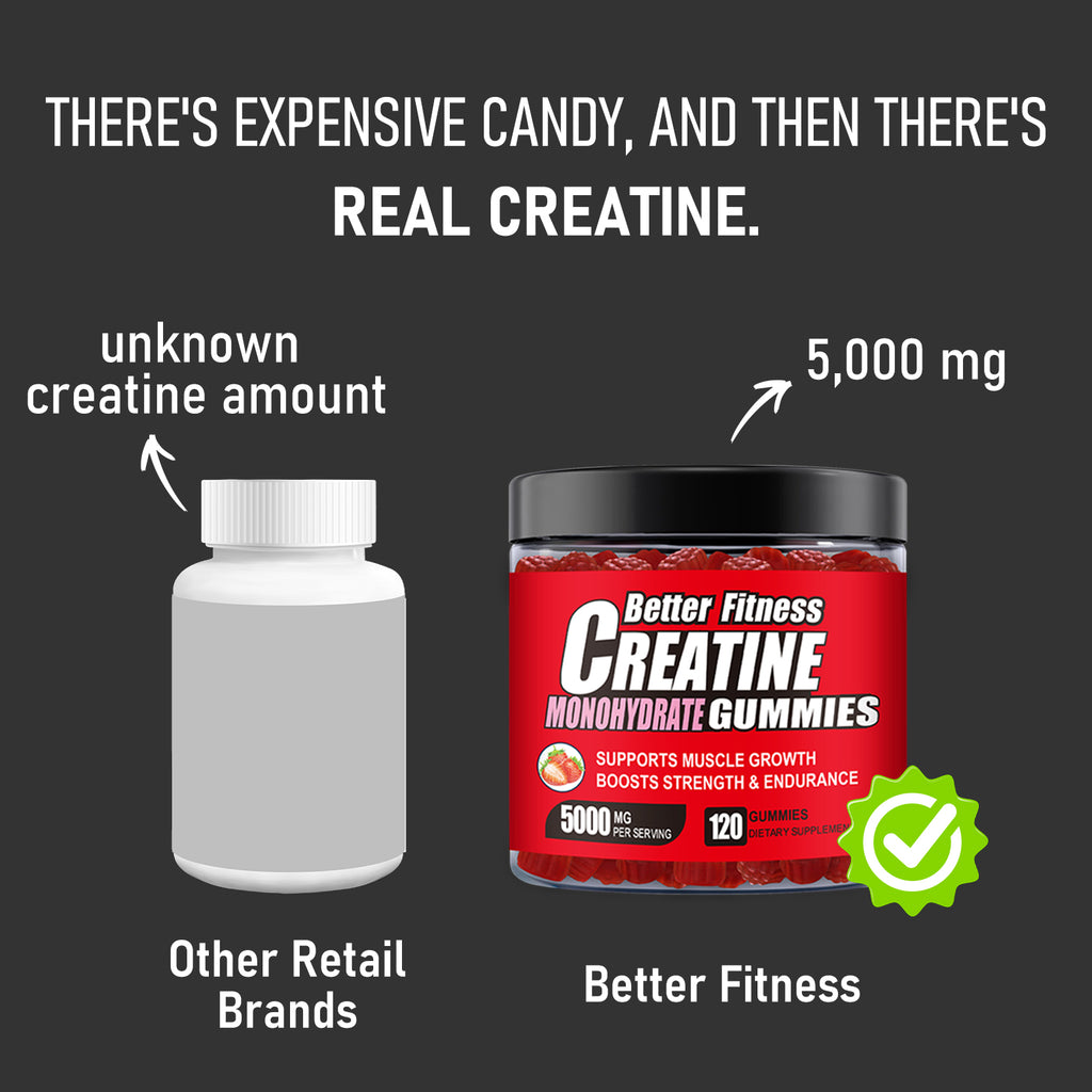 Creatine Monohydrate Gummies, 120 Count, 30 Servings, Strength Support & Muscle Recovery Supplement for Men and Women, Vegan, Sugar Free - Strawberry