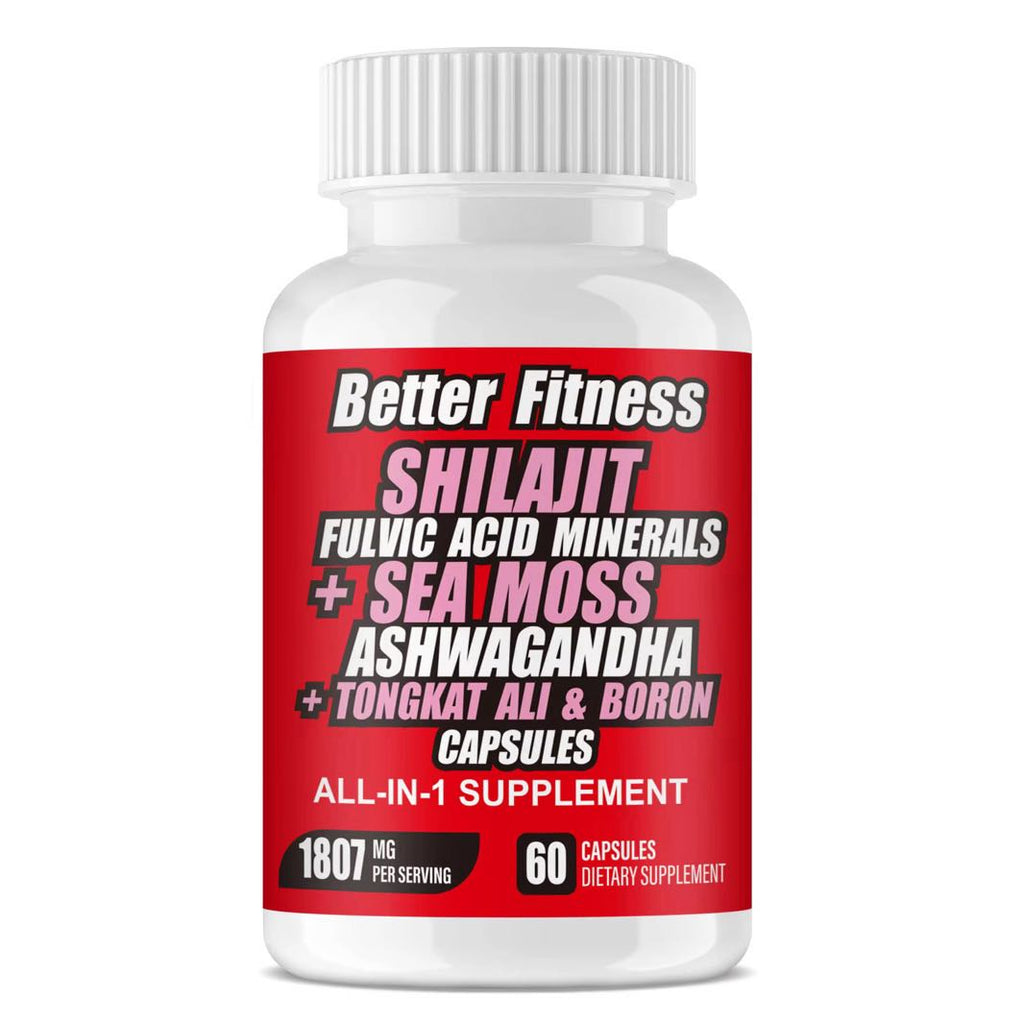Shilajit Capsules with Ashwagandha Sea Moss Tongkat Ali Zinc Magnesium and Boron, 60 Count, 30 Day Supply