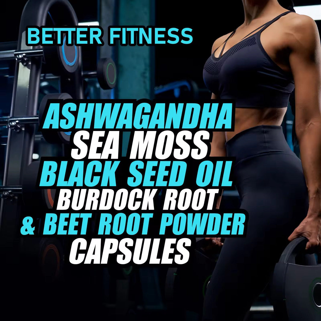 BetterFitness Ashwagandha Capsules Sea Moss Beet Root Vitamin D3 Non-GMO Energy Support