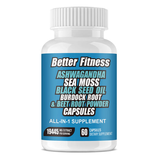 BetterFitness Ashwagandha Capsules Sea Moss Beet Root Vitamin D3 Non-GMO Energy Support
