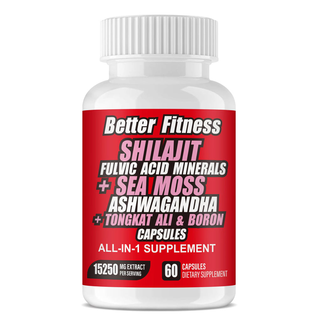 Shilajit Capsules with Ashwagandha Sea Moss Tongkat Ali Zinc Magnesium and Boron, 60 Count, 30 Day Supply